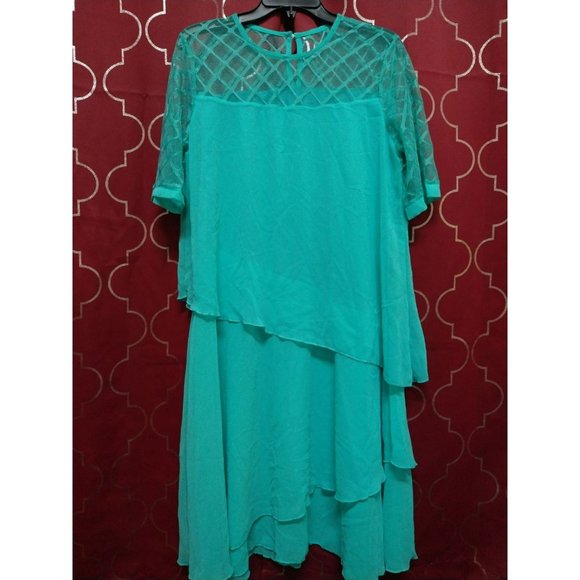 Layered Round Neck Chiffon Dress Size Large - Picture 3 of 10